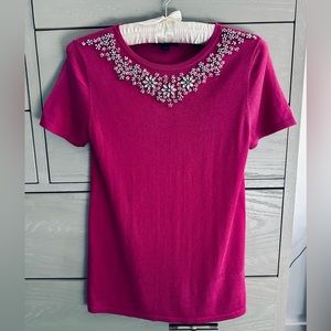 Saks Fifth Avenue embellished silk and cashmere short sleeve sweater